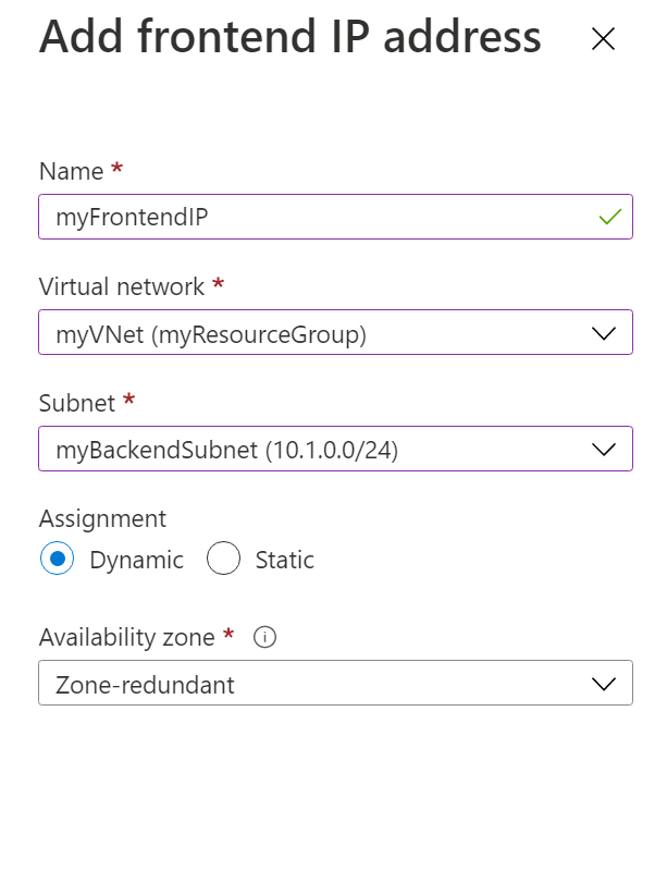 Captura de tela de adicionar frontend interno.