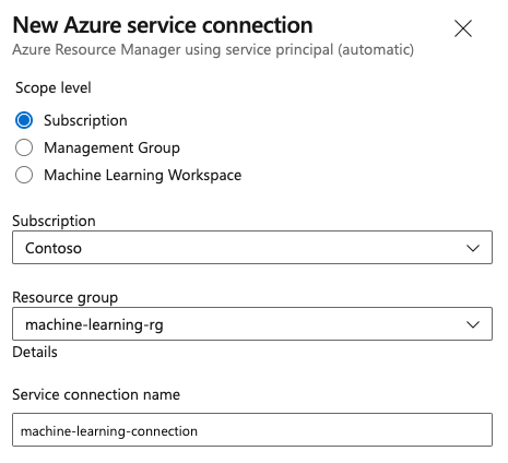 Captura de tela da conexão de serviço ARM.