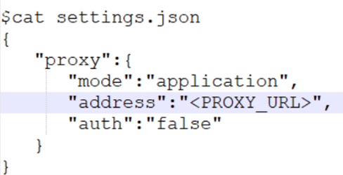 Captura de ecrã Settings.json ficheiro.