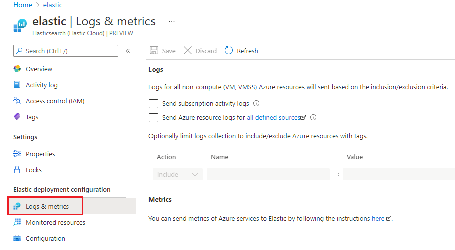 Alterar configurações de log