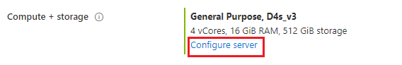 Captura de tela da tela de configuração de computação e armazenamento.