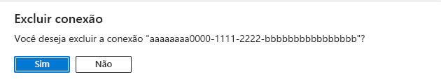 Captura de tela que mostra a página Excluir conexão.