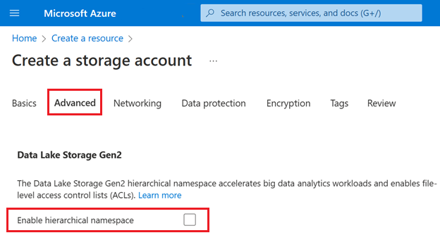 Configuração de namespace hierárquico