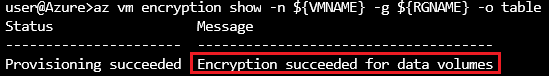 Status da criptografia na CLI do Azure