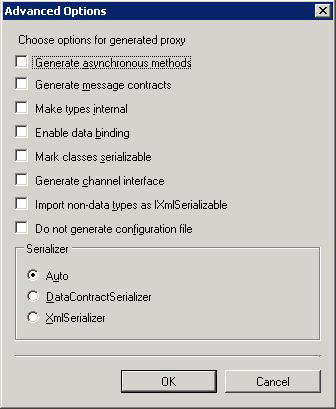 The Advanced Options box default settings