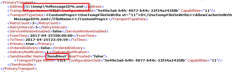 In the BizTalk Server application binding file, select the element you want to change in Visual Studio.