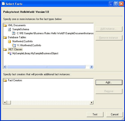 Image that shows the Select Facts dialog box.