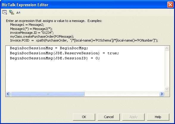 Image that shows the BizTalk Expression Editor.