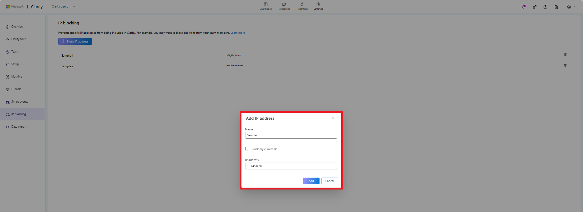 Add an IP address to block in SDK.