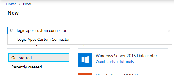 Pesquisar por conector personalizado do logic apps.