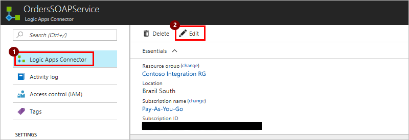 Captura de ecrã de Editar conector personalizado