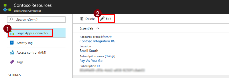 Editar Conector do Logic Apps
