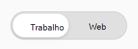 Captura de ecrã a mostrar Microsoft Entra utilizadores podem selecionar trabalho ou Web no Microsoft 365 Copilot Chat.