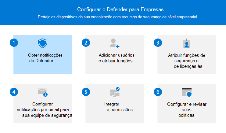 Ajuda visual que ilustra o passo 1 – Obter Defender para Empresas.