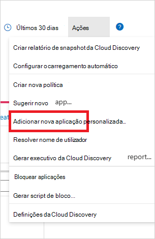 adicionar menu de aplicação personalizada.