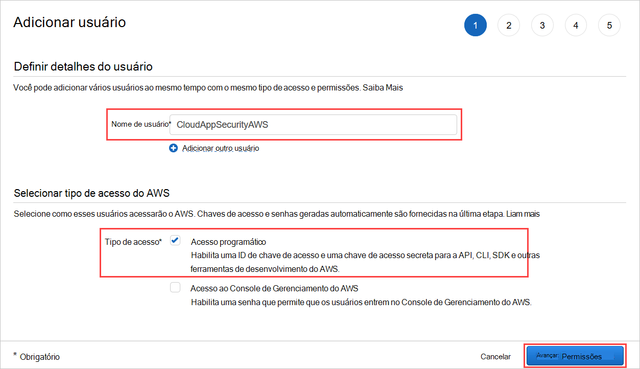 Criar utilizador no AWS.