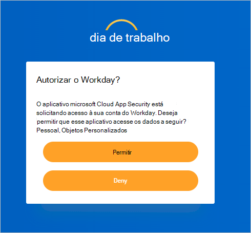 Captura de ecrã a mostrar a autorização do acesso à aplicação.