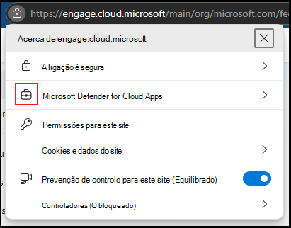 Captura de ecrã a mostrar o Microsoft Edge na indicação do browser.