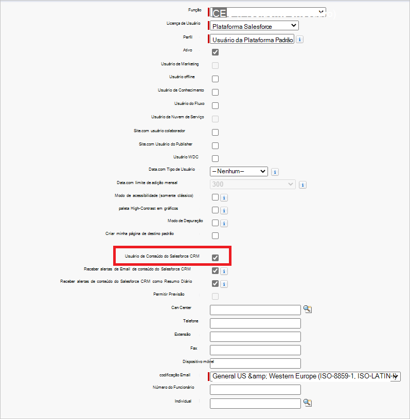 Utilizador de conteúdo crm do Salesforce.