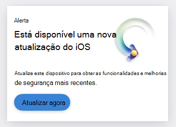 Captura de ecrã de um cartão a informar o utilizador de que está disponível uma atualização para iOS.