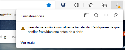 O SmartScreen não tem informações de reputação suficientes sobre o ficheiro de transferência e avisa o utilizador para parar ou avançar com cuidado.