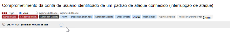 Captura de ecrã a realçar a mensagem de exportação e o estado antes da transferência.