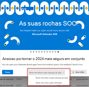 Captura de ecrã do diapositivo defender em caixa com a frequência realçada.