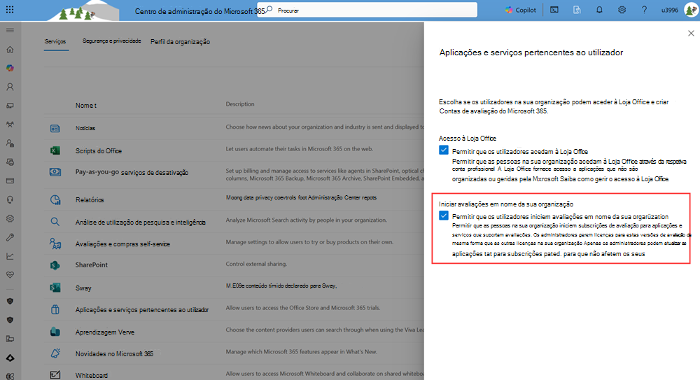 Captura de ecrã a mostrar Gestão de vulnerabilidades do Microsoft Defender definição de avaliação do utilizador.