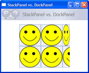 Captura de ecrã: StackPanel vs. DockPanel captura de ecrã