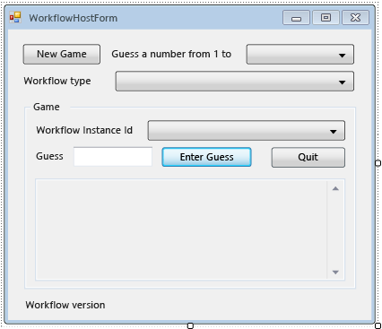 Captura de tela de um formulário de host de fluxo de trabalho do Windows Workflow Foundation.