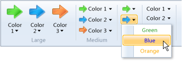 Faixa de Opções com o controle do botão de menu abrir