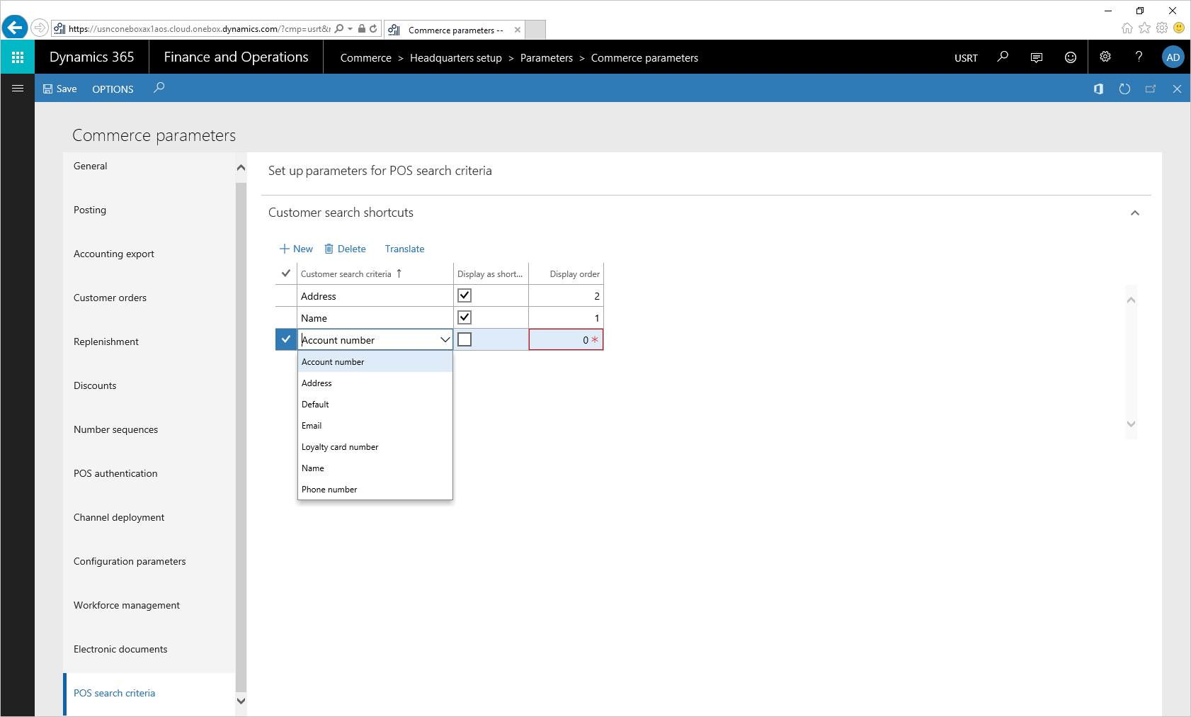 Configure atalhos de pesquisa.