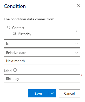 Captura de ecrã a mostrar as definições de data relativa.