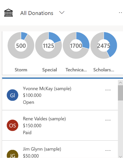 Exemplo de aplicação de Angariação de Fundos num dispositivo móvel.