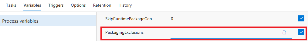 PackagingExclusions variable.