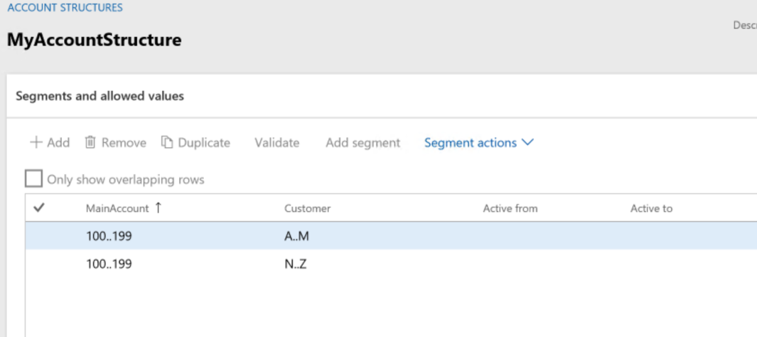 Basic structure and constraints got My Account Structure.