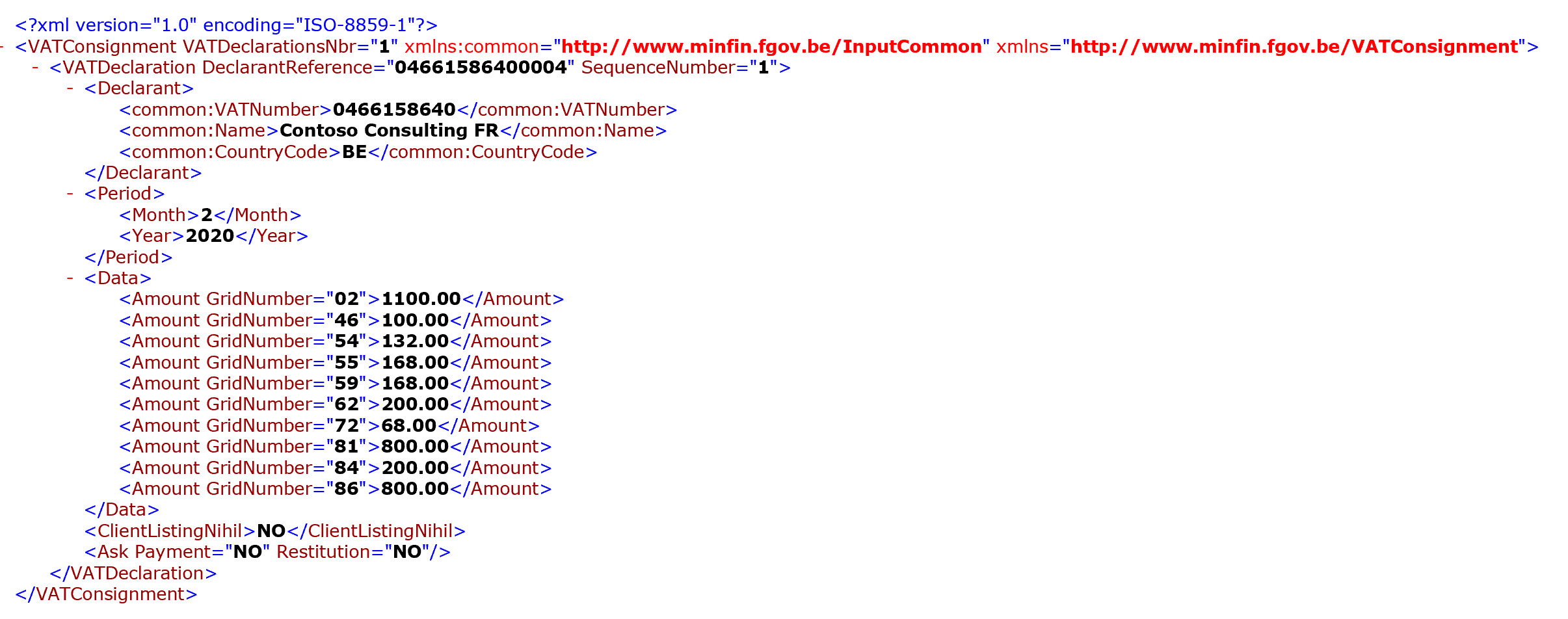 xml INTERVAT tax declaration report.