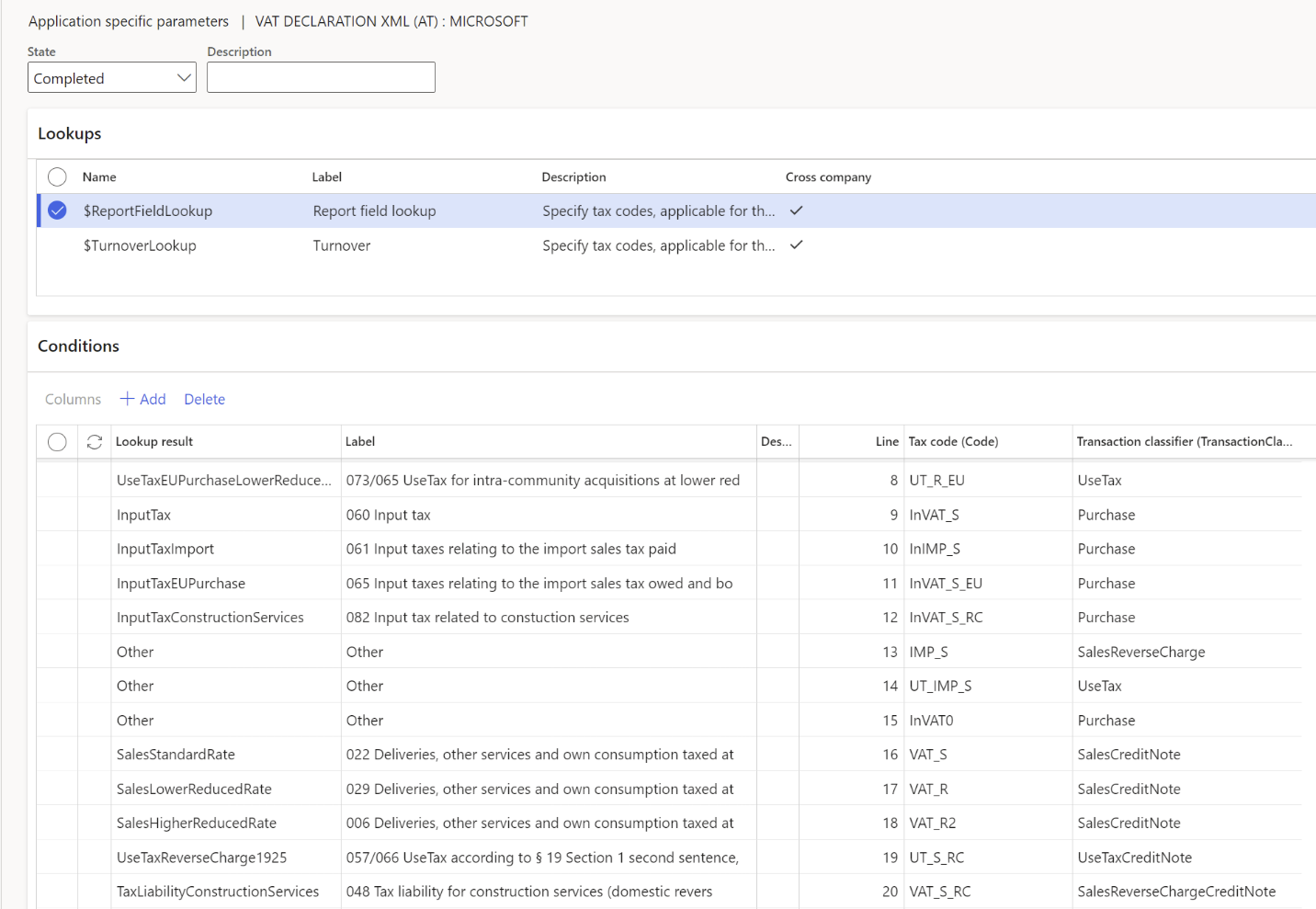 Application specific parameters, Lookups FastTab.