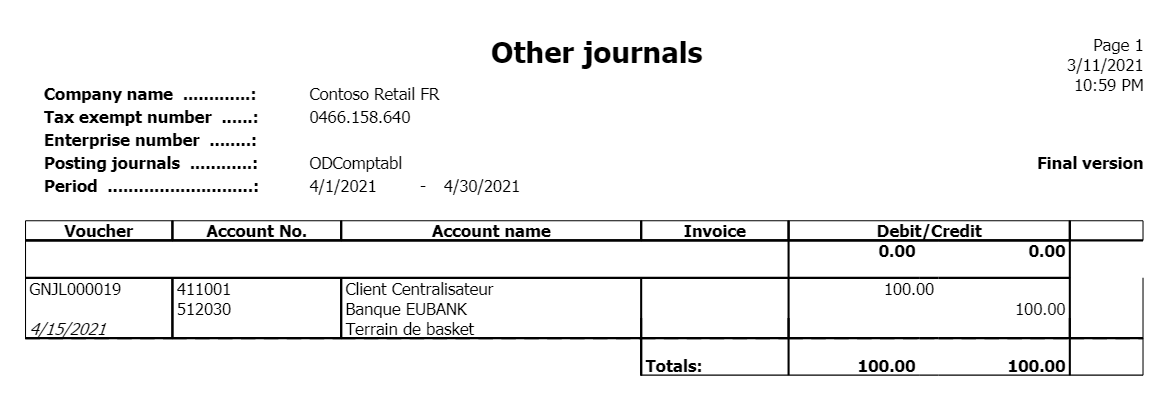 Other journals report page 1.