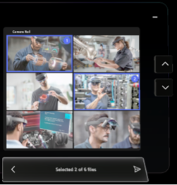 Captura de tela mostrando fotos selecionadas das imagens da câmera do HoloLens