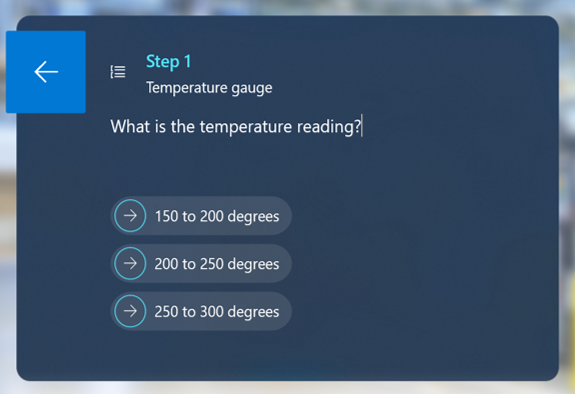 Exemplo de guia não linear criado neste fluxo de trabalho mostrando três leituras de temperatura.