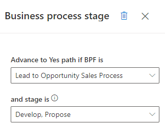 Captura de ecrã da adição dos valores ao passo de condição de processo empresarial.