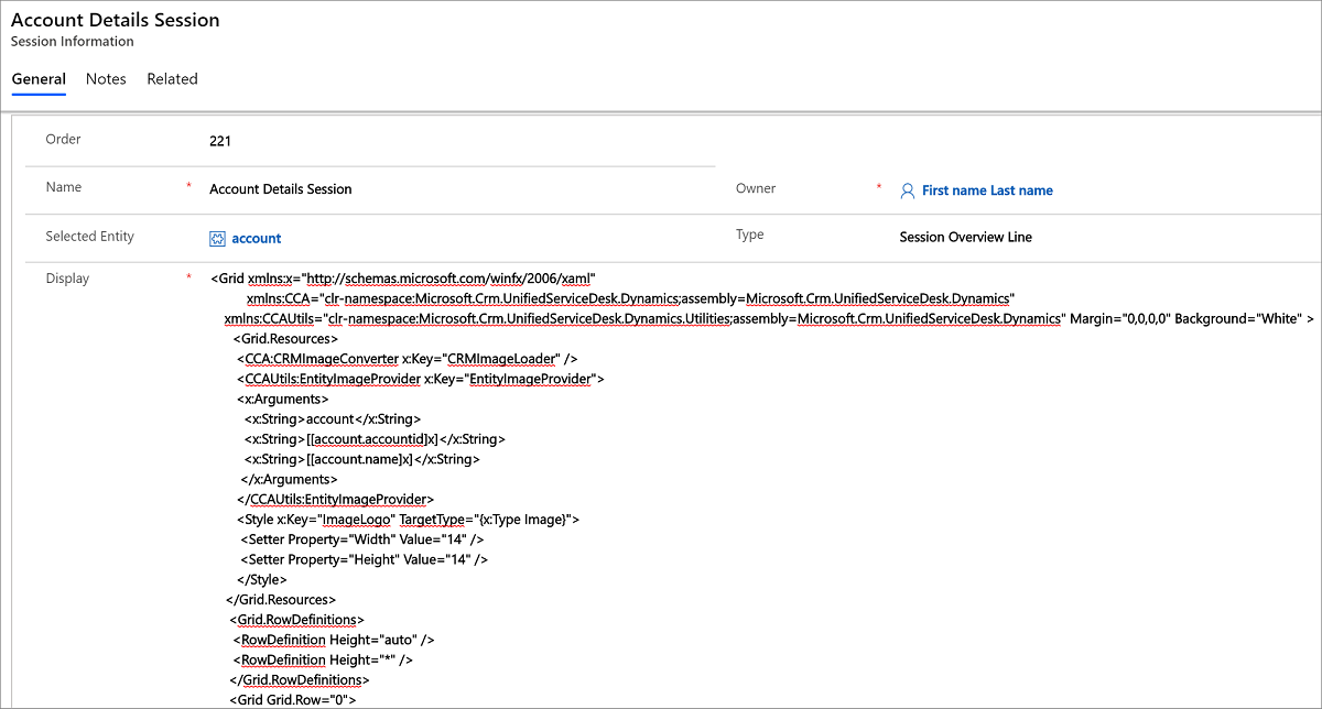 Configure session overview.