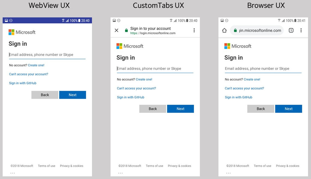 Exemplos de login MSAL