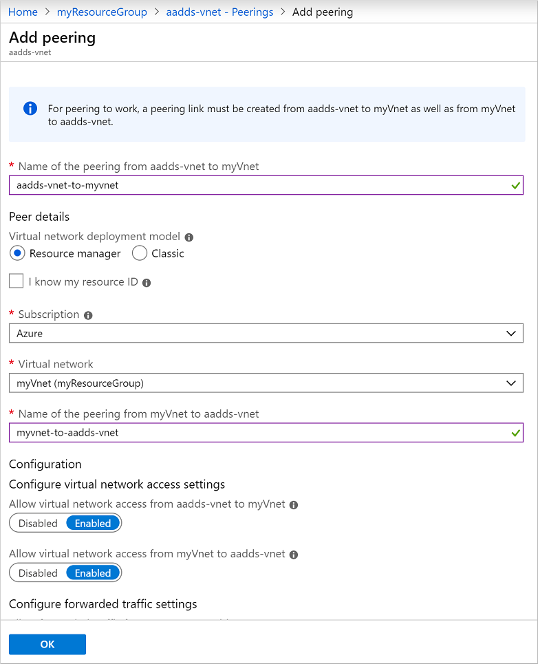 Configurar o emparelhamento de rede virtual no centro de administração do Microsoft Entra