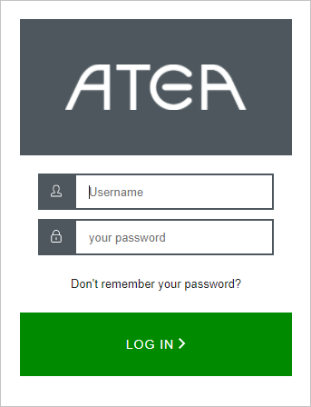 Caixa de diálogo de login do Atea