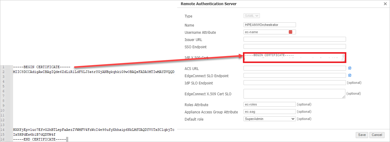 A captura de tela mostra como configurar o certificado.