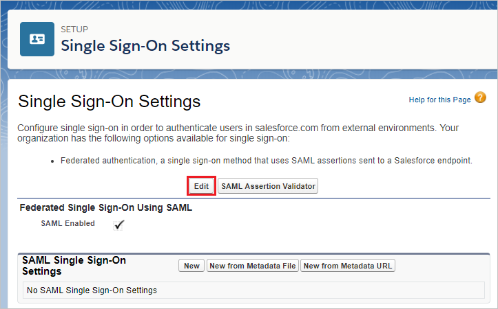 Configurar Edição de Logon Único