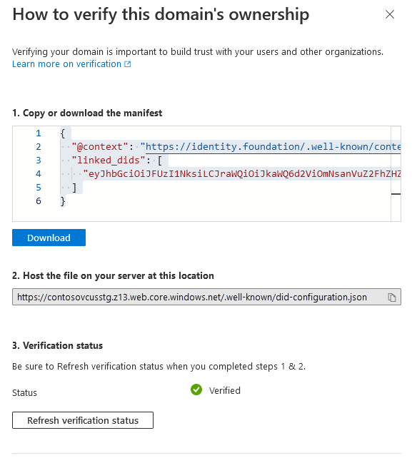 Captura de tela que mostra a configuração bem conhecida verificada.