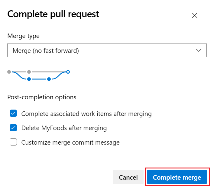 Captura de tela da interface de solicitação de pull de mesclagem.